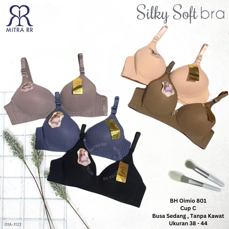 Oimio BH Busa Sedang Tanpa Kawat Tekstur Pori Kait 2 Setara Cup C | Bra Harian BH Oimio 801