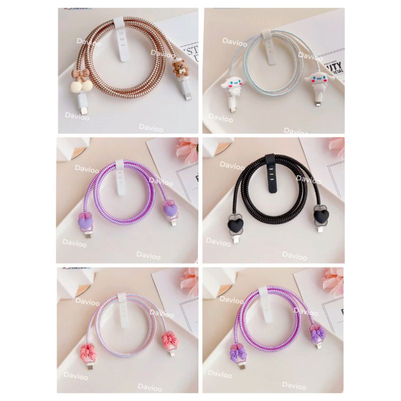 01 Set 4 item Pelindung Kabel Charger Kabel Data Kawat Kabel Data HP Untuk Iphone Samsung Xiaomi Opp