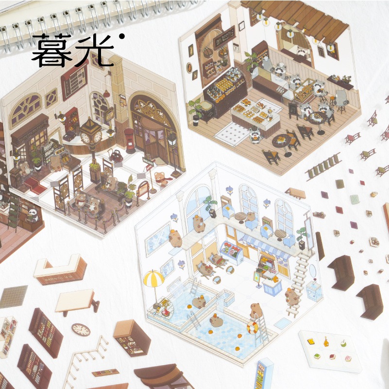 

[WindHeart] 2 lembar Sticker dan 1 background ruangan Sticker dekor ruangan 3D lucu dan aesthetic