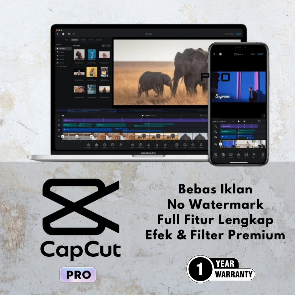 CAPCUT PRO PREMIUM ALL DEVICE FULL GARANSI