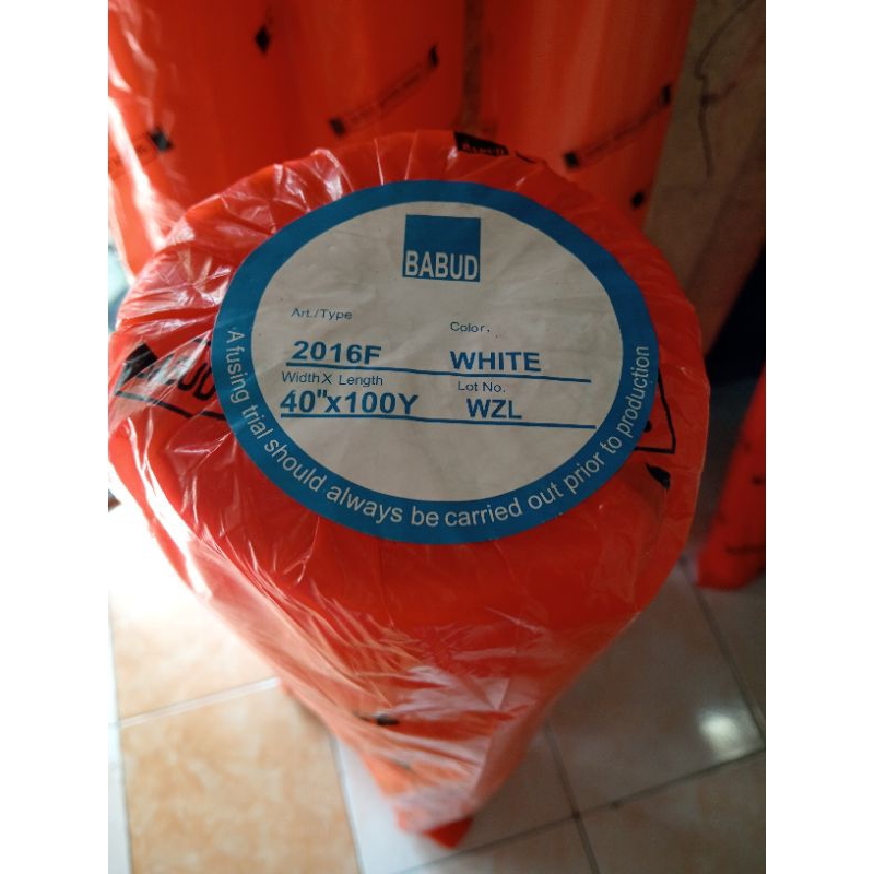 Kain keras 2016F merek Babud/kain keras tipis ada lem 1 roll  100yard