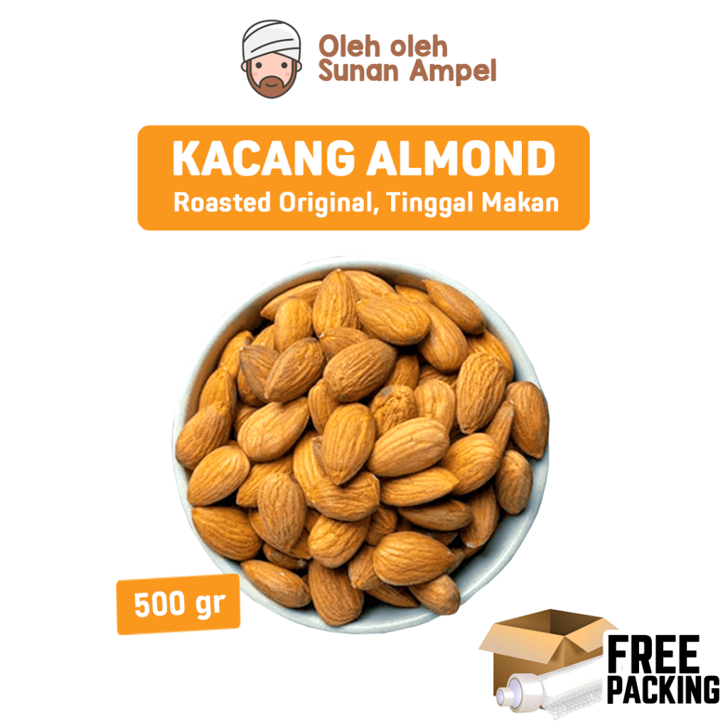 

Kacang Almond 500gr Roasted Premium Non MSG Tanpa Campuran Dijamin Renyah Gurih Kaya Magnesium Sehat