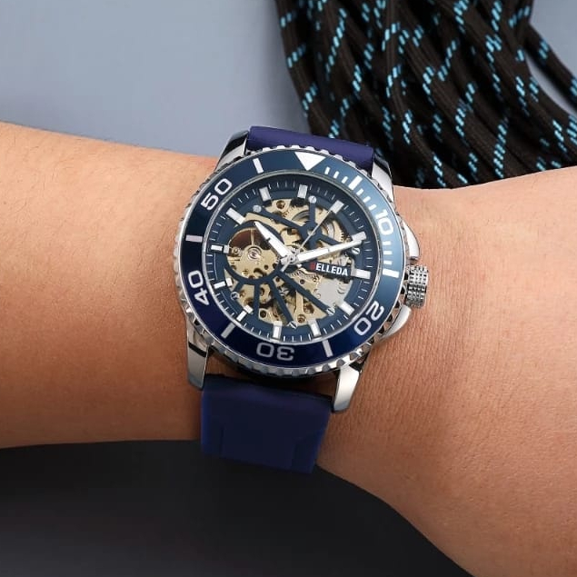 Jam Tangan Pria Belleda 9485 Automatic Strap Rubber Anti Air Original Mewah Man Watch