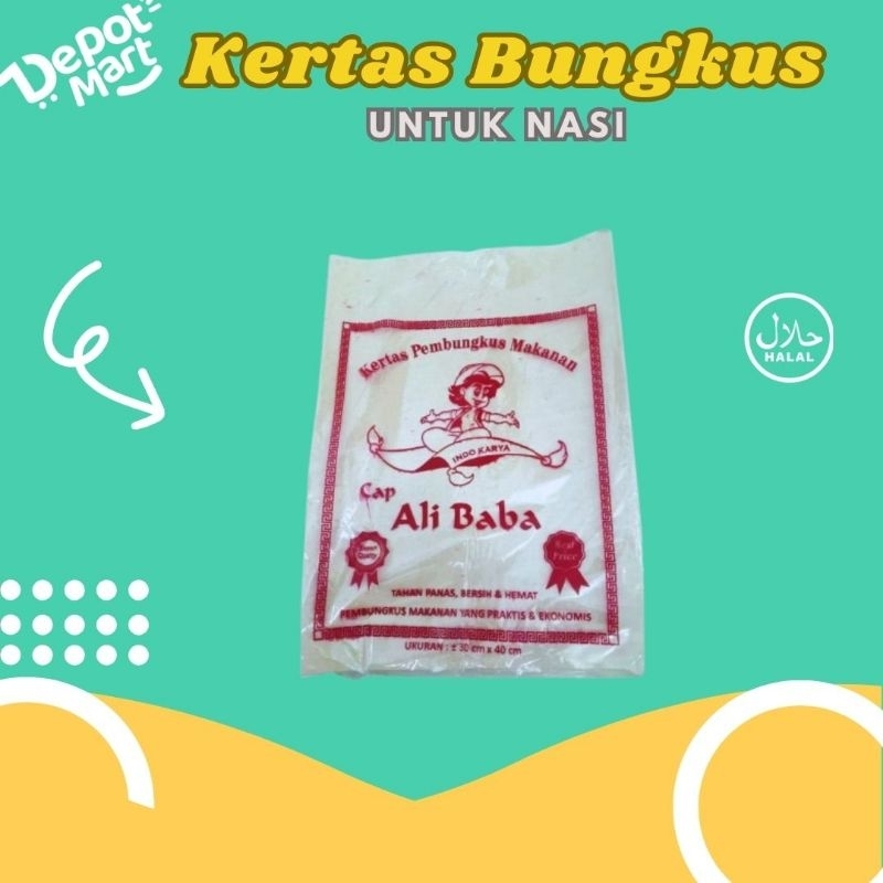 

Kertas Nasi Bungkus Coklat 200 Lembar cap Ali Baba Depot Mart