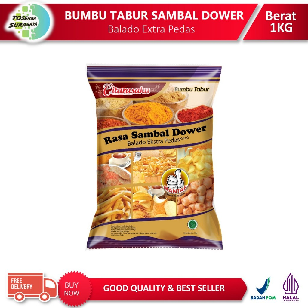 

Bumbu Tabur Instant SAMBAL DOWER 1kg / Bubuk Tabur Super Pedas