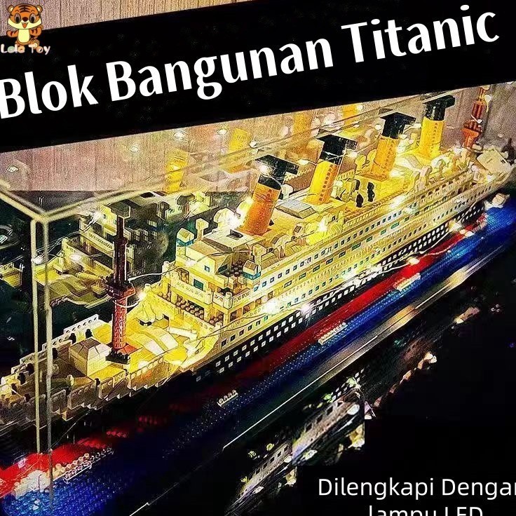 Banyak Diminati  Lele Toys 1878PCS Mainan balok bangunan Titanic dengan lampu LED