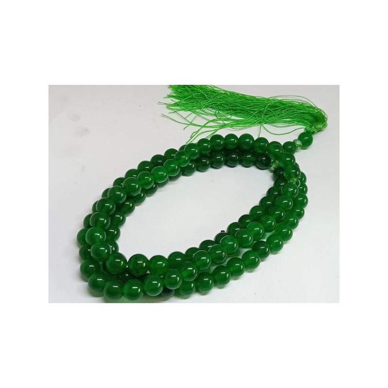 Tasbih batu giok hijau tembus senter 8mm 99butir