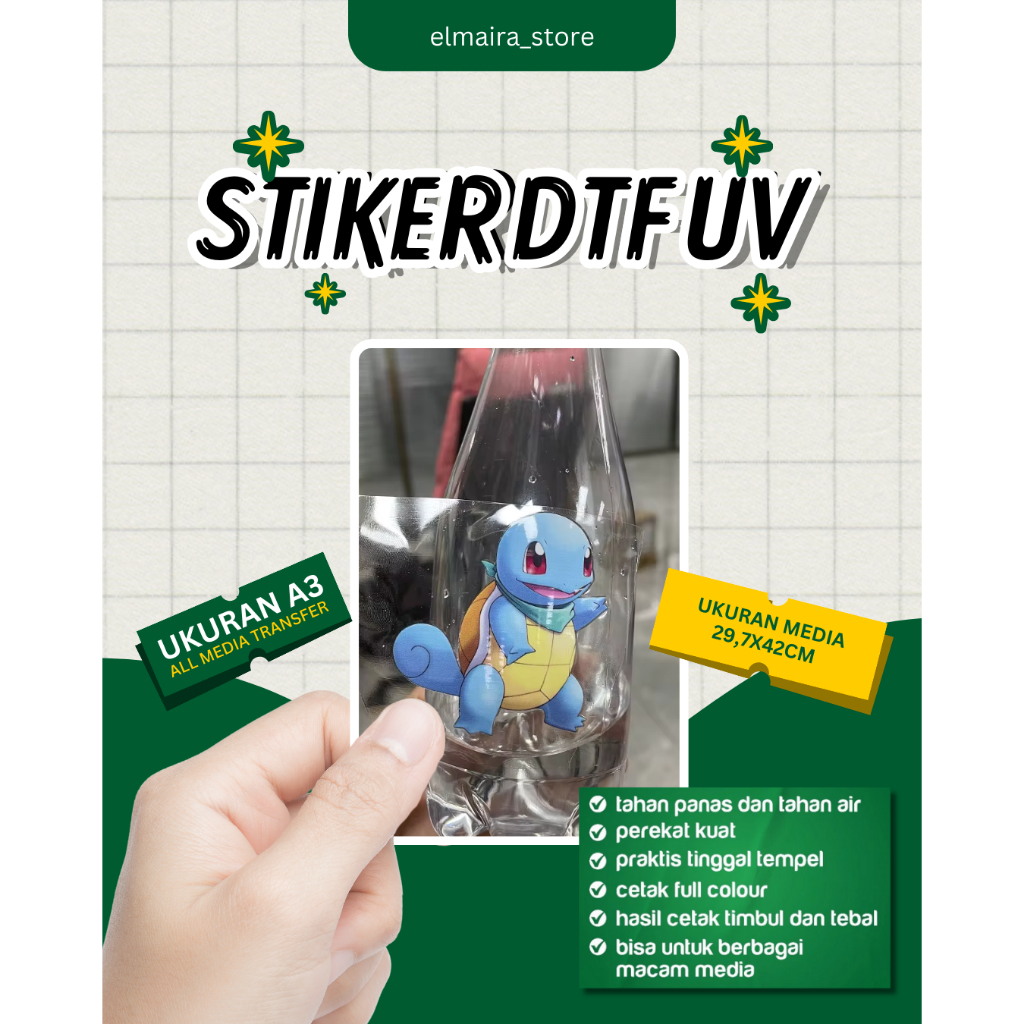 

Stiker DTF UV Cetak Print Stiker Souvenir Custom Full Color Stiker DTF UV A4 A3 Custom