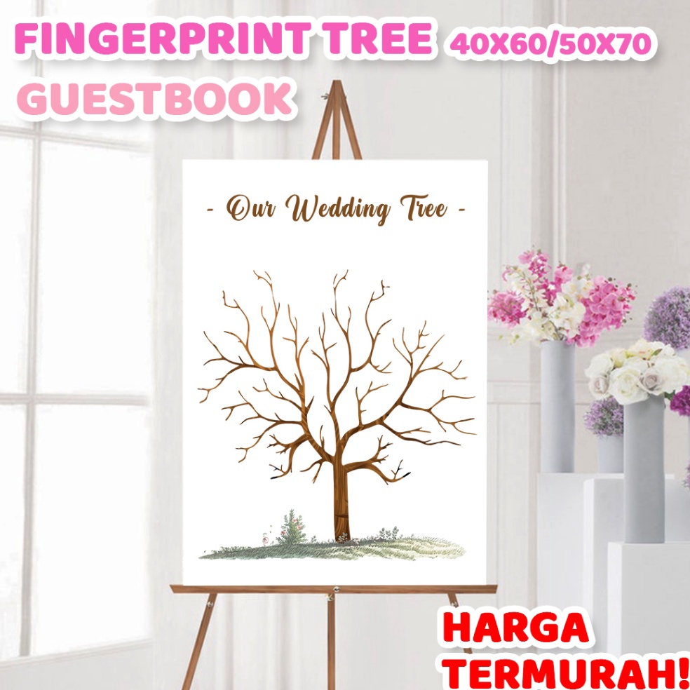 

ART K3I Kanvas Wedding Tree Fingerprint Guest Book 4x6 cm Canvas Lukisan Pohon Sidik Jari Finger Print Buku Tamu Pernikahan Wedding Invitation Tema Biru Pink Ungu Merah Rainbow