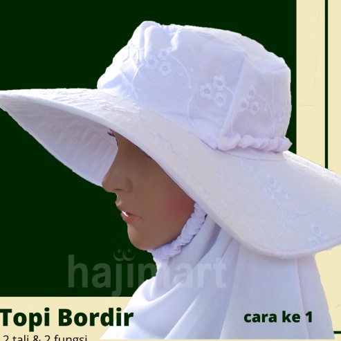 Model Menarik  TOPI HAJI UMROH BORDIR  TOPI PUTIH WANITA  PERLENGKAPAN HAJI UMROH