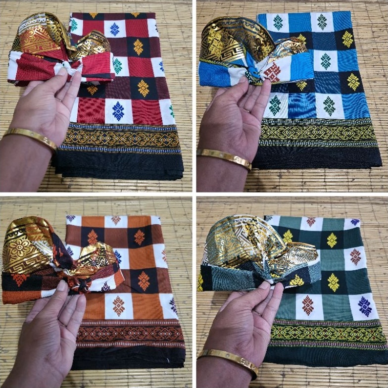 KODE R82S Set Sarung Bali Kotak Dan Udeng  Sarung Motif Kotak  Sarung Catur Bali  Sarung Kotak Bali 