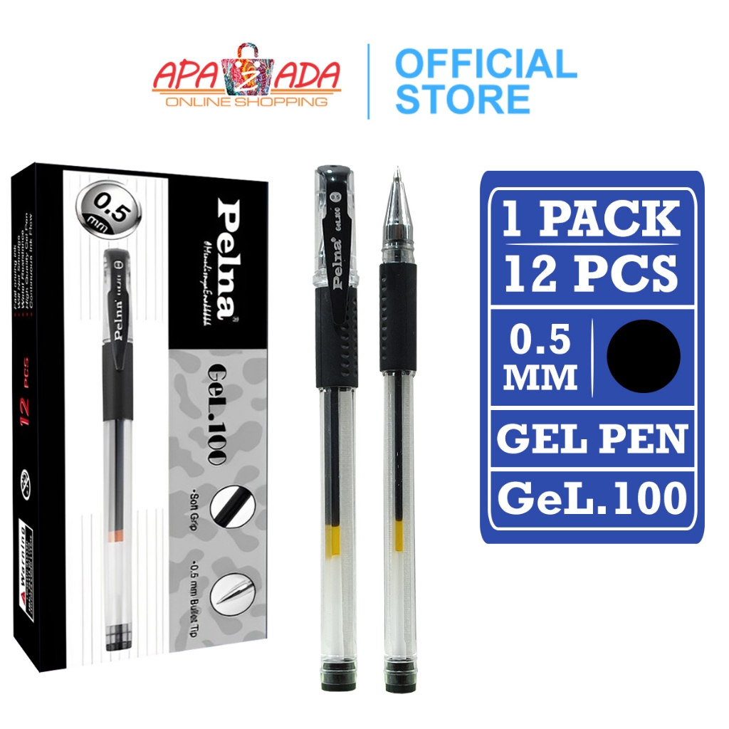 

Apazada - Gel Pen / Pulpen Gel 0.5mm [1 Pack - 12 Pcs Pulpen] / Pena Pelna GeL.100