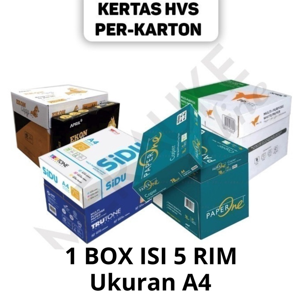 

KODE S1Y Kertas HVS A4 7 75 gsm PERKARTON 1 KARTON DUS isi 5 RIM SIDU Paperone PP Lite Bmo Aone Maxi Brite Natural Kertas Fotopy A4 1 BOX