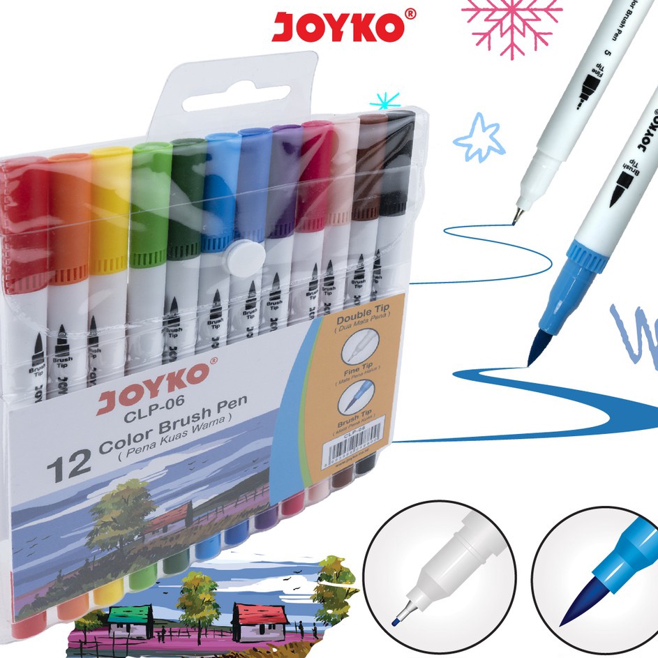 

KF7 Color Brush Pen Pena Kuas Warna Joyko CLP6 12 Warna Color