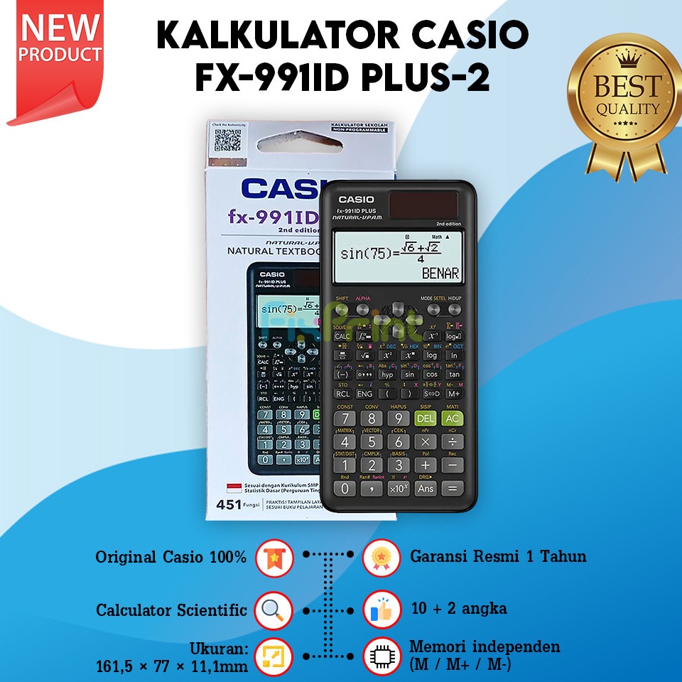 

ART V2Z6 Kalkulator Casio Scientific FX 991ID PLUS2 Calculator Ilmiah Original