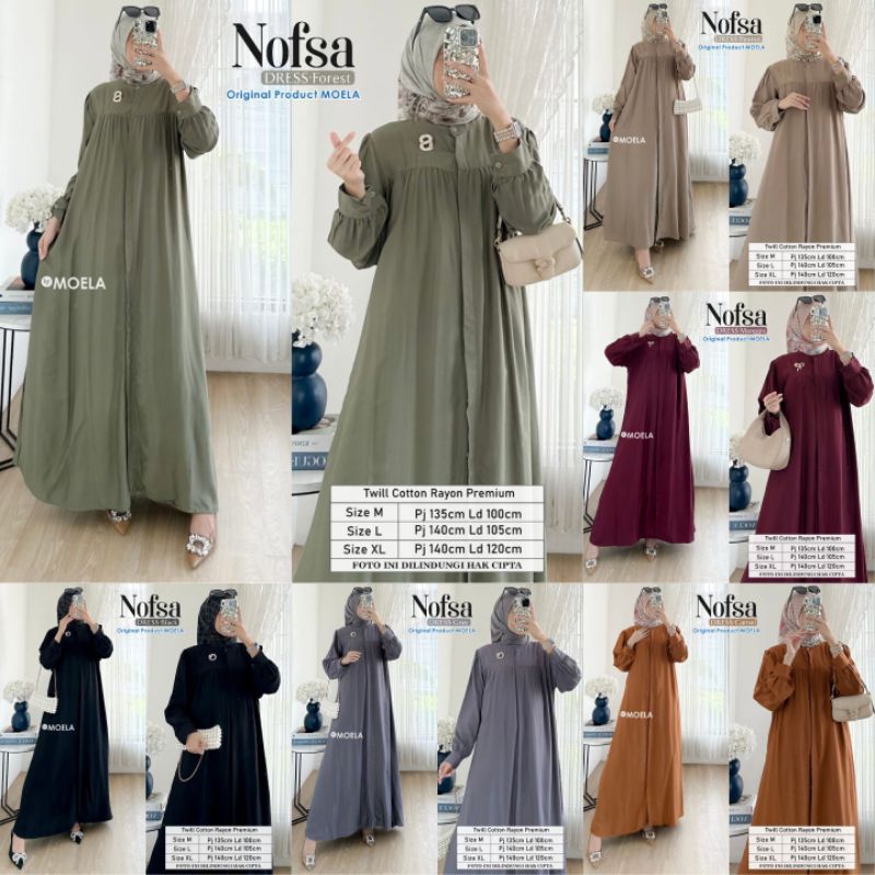 Nofsa Dress Gamis Polos Jumbo Allsize Busui Premium Catton Rayon Original Ori Moela Berlabel