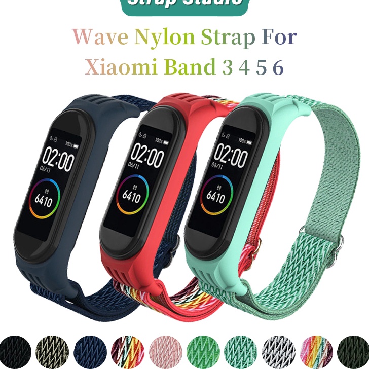 DISKON MENGEJUTKAN Band Nylon Wave Strap Mi Band 3 4 5 6 7 Adjustable Strap Smartwatch M6 M7 Replace