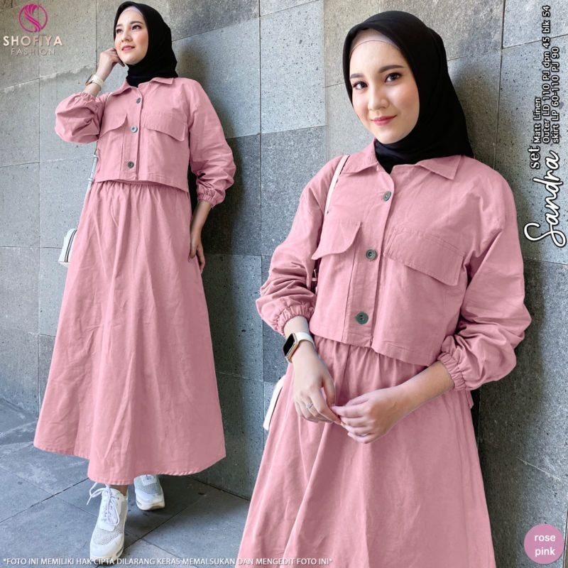 SANDRA ONE SET POLOS GAMIS MUSLIM REMAJA matt linen  ORI SHOFIYA FASHION