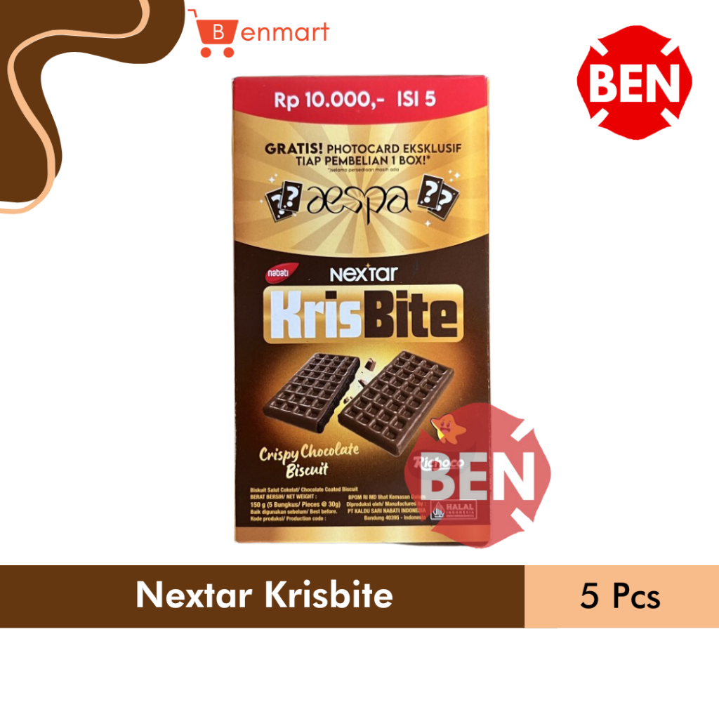 

Nextar Krisbite 1 Box isi 5 Pcs - Nabati Richoco Kris Bite Crispy Chocolate Biscuit Biskuit Coklat Cokelat