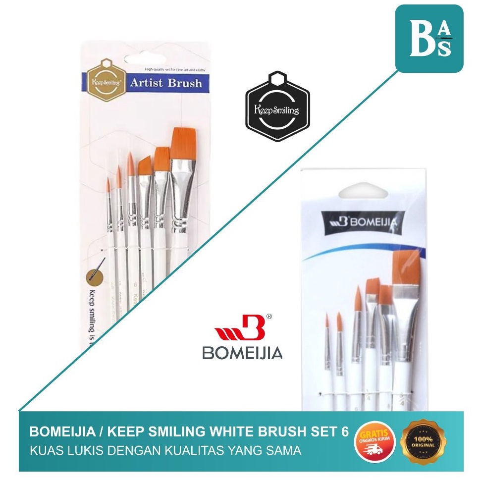 

ART O3Q Bomeijia Keep Smiling White Brush Kuas Lukis Set 6