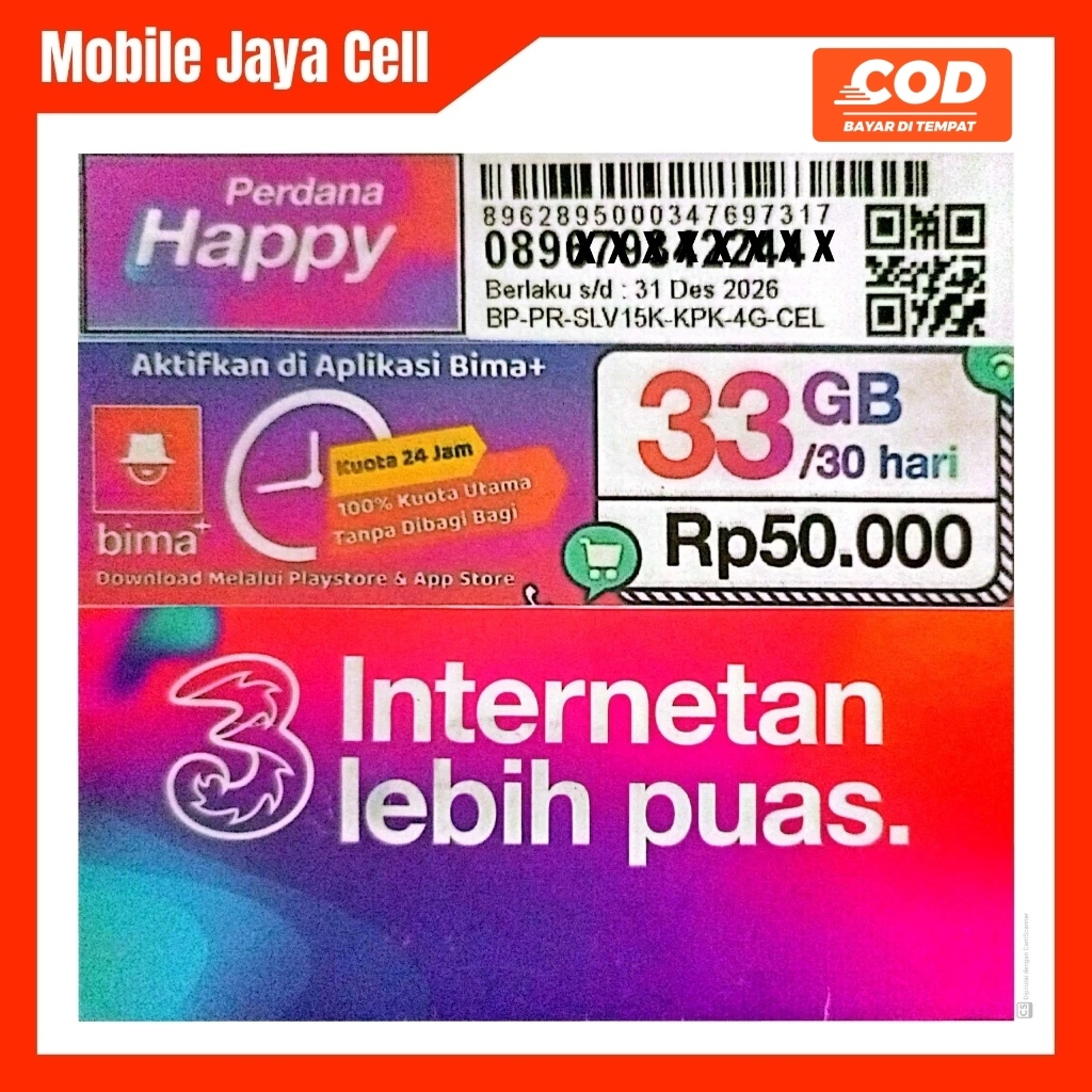 Perdana Internet Tri Sakti 33 GB 30 Hari
