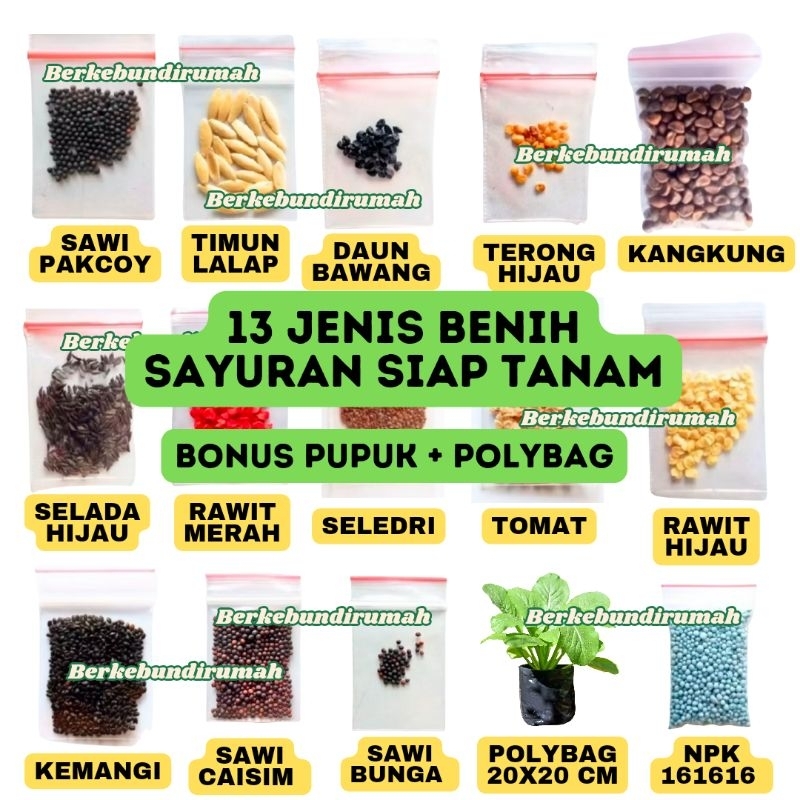 Paket Hemat 13 Macam Benih Sayuran Isi Terbanyak - Benih Sayuran Sawi Benih Bayam Bibit Berkebun