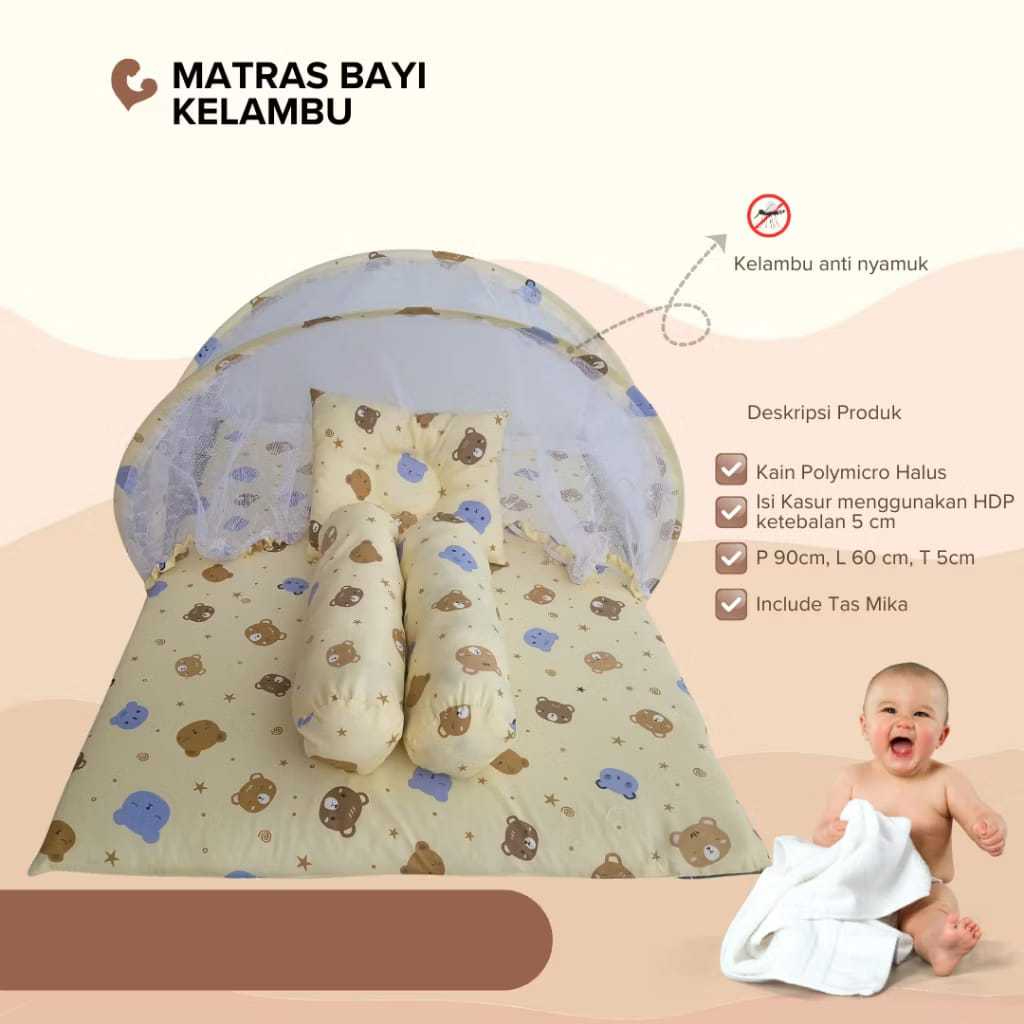 Kasur Matras Bayi Kelambu Kasur Set Bantal Guling Kelambu