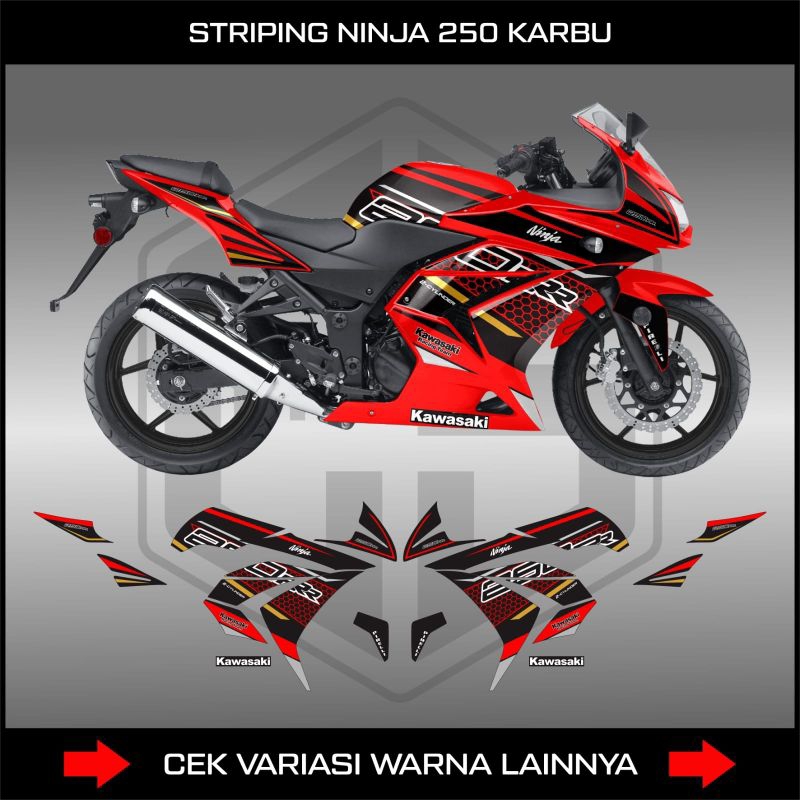 Stiker Striping Ninja 250 Karbu Livery Krt 250rr / Sticker Decal Motor Kawasaki Ninja 250 Karburator
