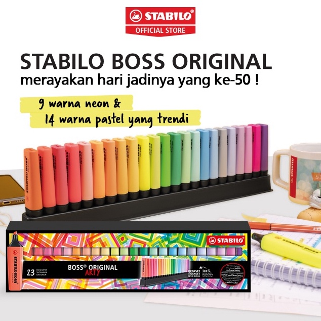 

ART A2M7 STABILO BOSS ORIGINAL Deskset 23s Best Seller Set of 5 6 Free Pen 68 Highlighter Marker Spidol Warna Warni Pastel Neon Stationery Alat Tulis