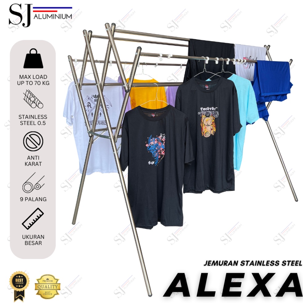 Modern ALEXA  Jemuran STAINLESS STEEL Lipat  Jemuran Baju  Jemuran Pakaian  Jemuran Rak Handuk Bayi 