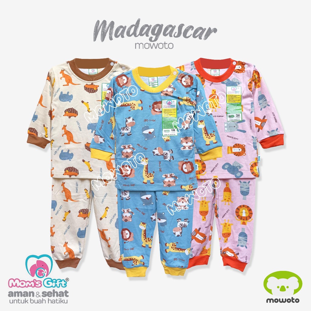 Mowoto [ 3 Pasang ] Setelan Moms Gift PANJANG Terbaru ( 1-4 tahun ) Setelan Piyama Baju Tidur Anak