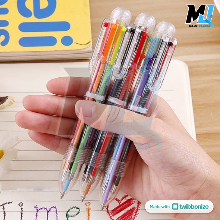 

Pulpen 6 Warna Transparan Pena Ballpont Pen Six-in-One Color