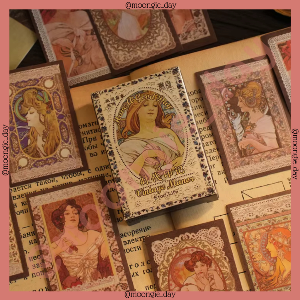 

30 PCS/BOX STIKER KERTAS TEMA VINTAGE MANOR JADUL LADY POTRAIT WANITA BULET JURNAL DIY DIARY LUCU MURAH