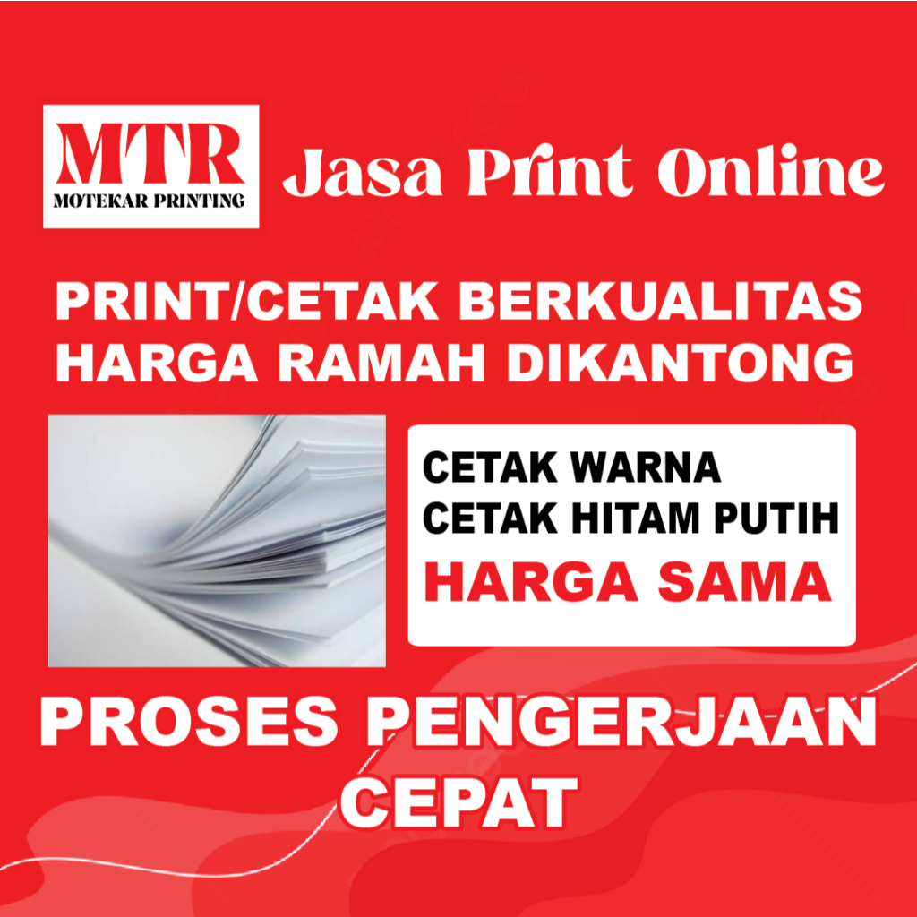 

MOTEKARPRINTING PRINT / CETAK BUKU CEPAT A4 80/100GSM TERMURAH, CETAK DOKUMEN MAKALAH, PROPOSAL