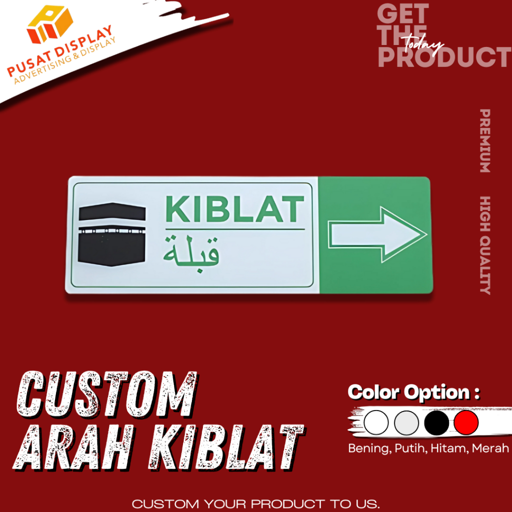 Arah Kiblat / Sign Arah Kiblat Akrilik / Penanda Arah Kiblat Akrilik Murah Berkualitas