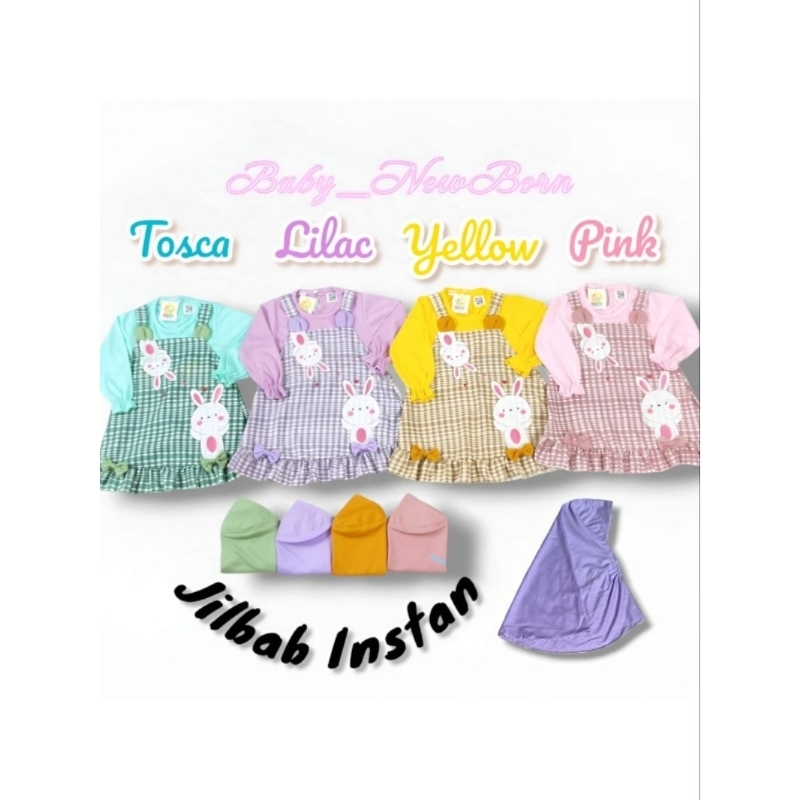 Gamis set Jilbab  bayi perempuan baby newborn / Baju Muslim bayi cewek /Setelan Baju muslim anak cew
