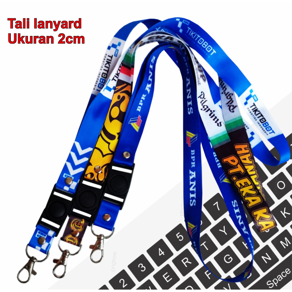 

lanyard custom uk 2cm bahan tisu cetak print dua sisi