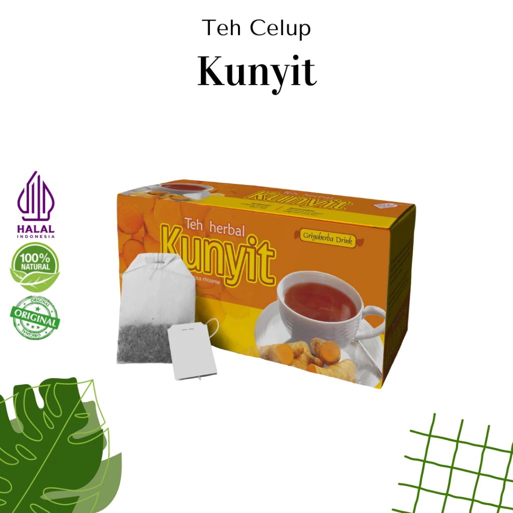 

Teh herbal kunyit griya herba membantu Menjaga kesehatan pencernaan dan mag isi 20 kantong