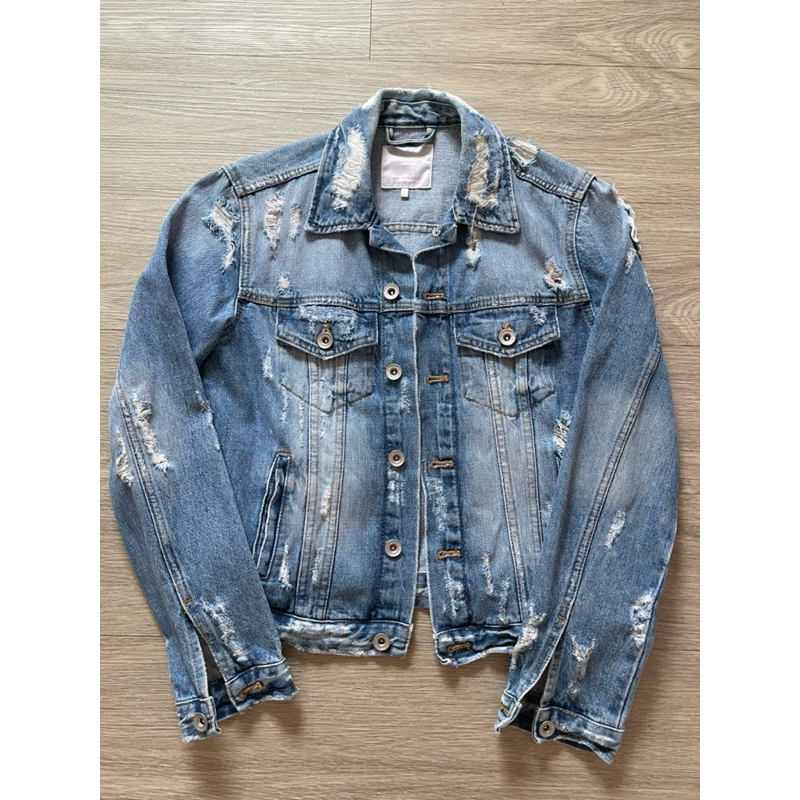 Zara ripped denim jacket