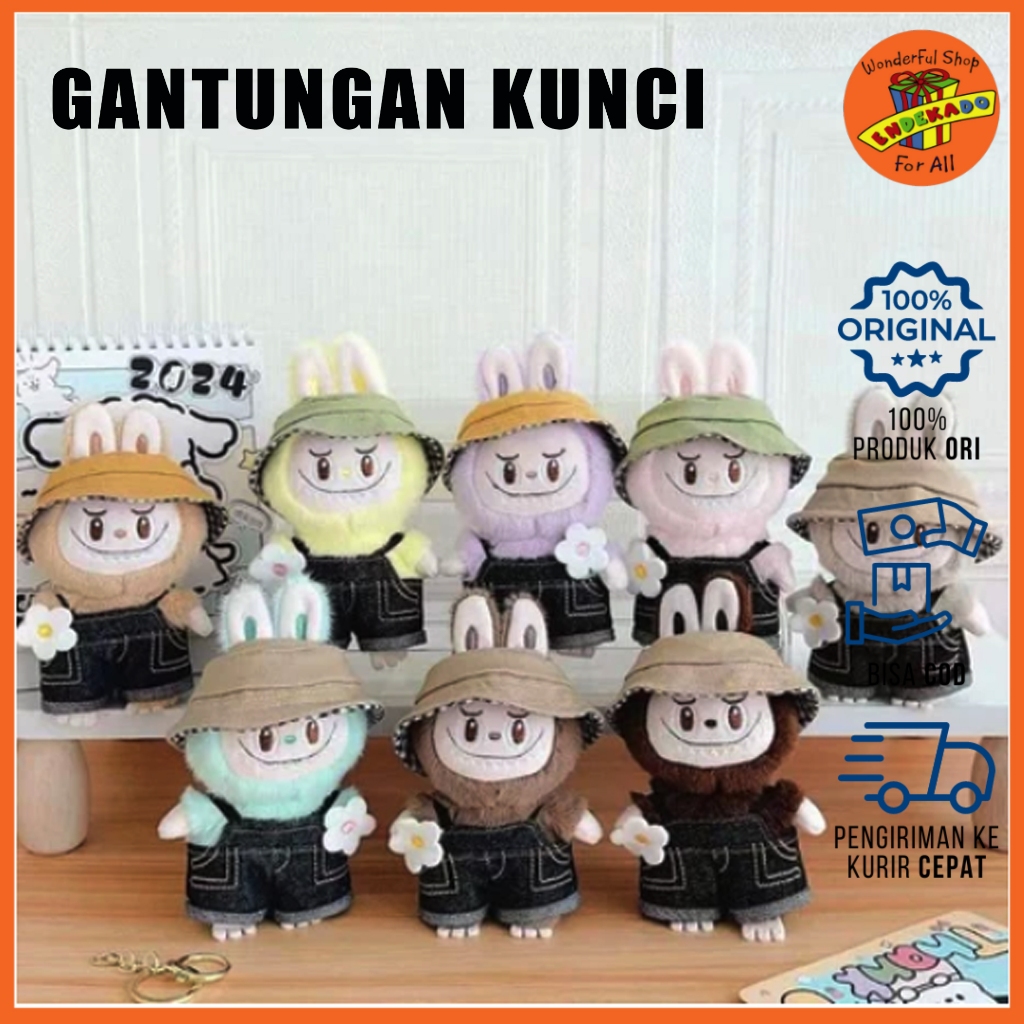 Gantungan Kunci Boneka Labubu Kostum Animals Bulu -  Gantungan Kunci Boneka