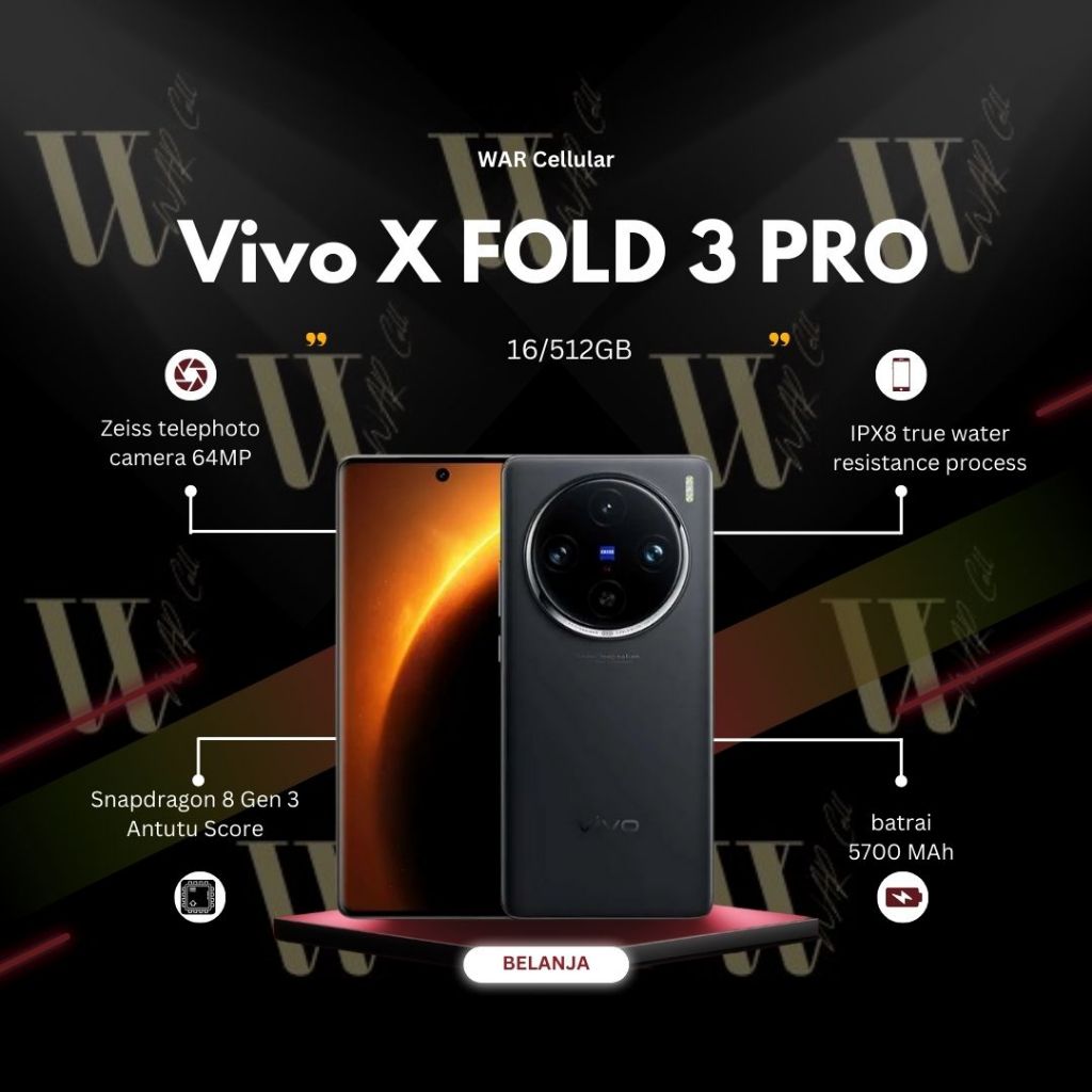 VIVO X Fold 3 Pro (16/512) - 5.2mm Unfolded Slim Body, 5700 mAh BlueVolt, SmartFold AI, ZEISS