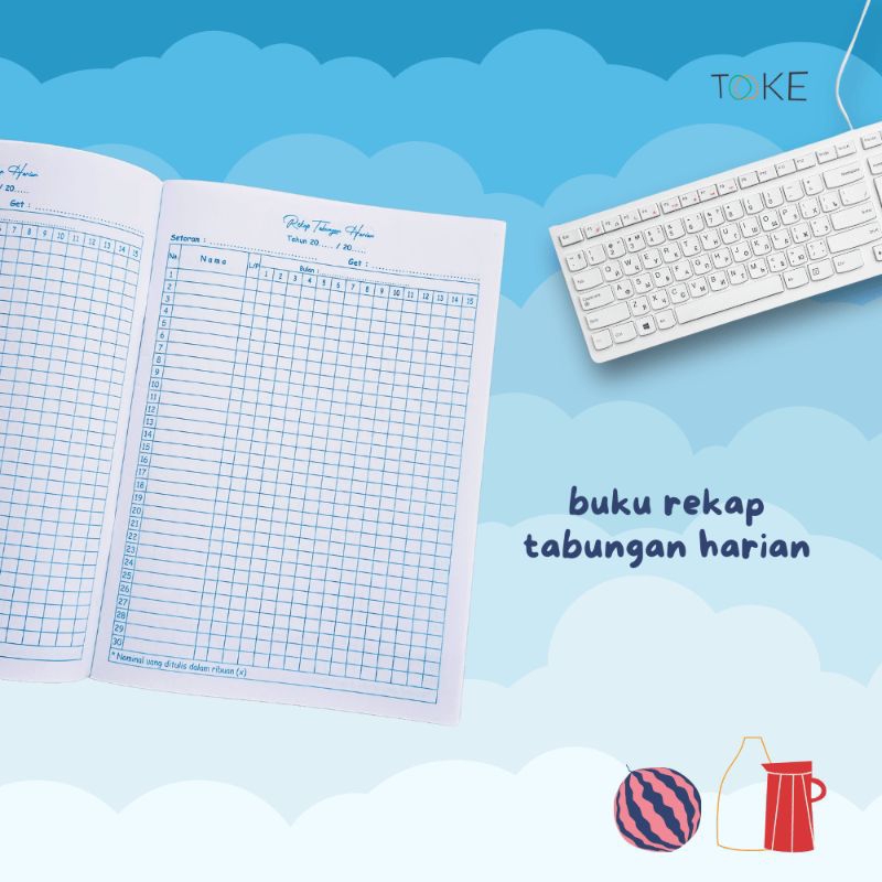 TOOKE - Buku Rekap Tabungan Harian / Buku Rekap Tabungan Mingguan / Buku Rekap Tabungan Bulanan / Ca