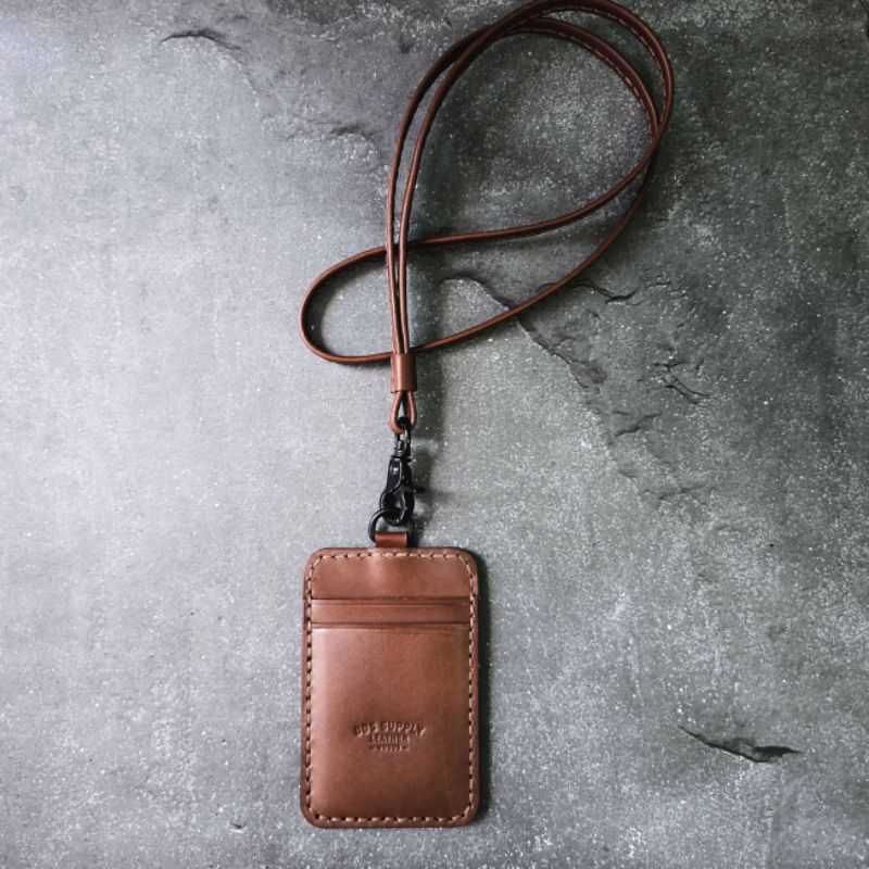 

BDS CAMBRIDGE - Handcrafted leather Lanyard ID card Holder, triple slot