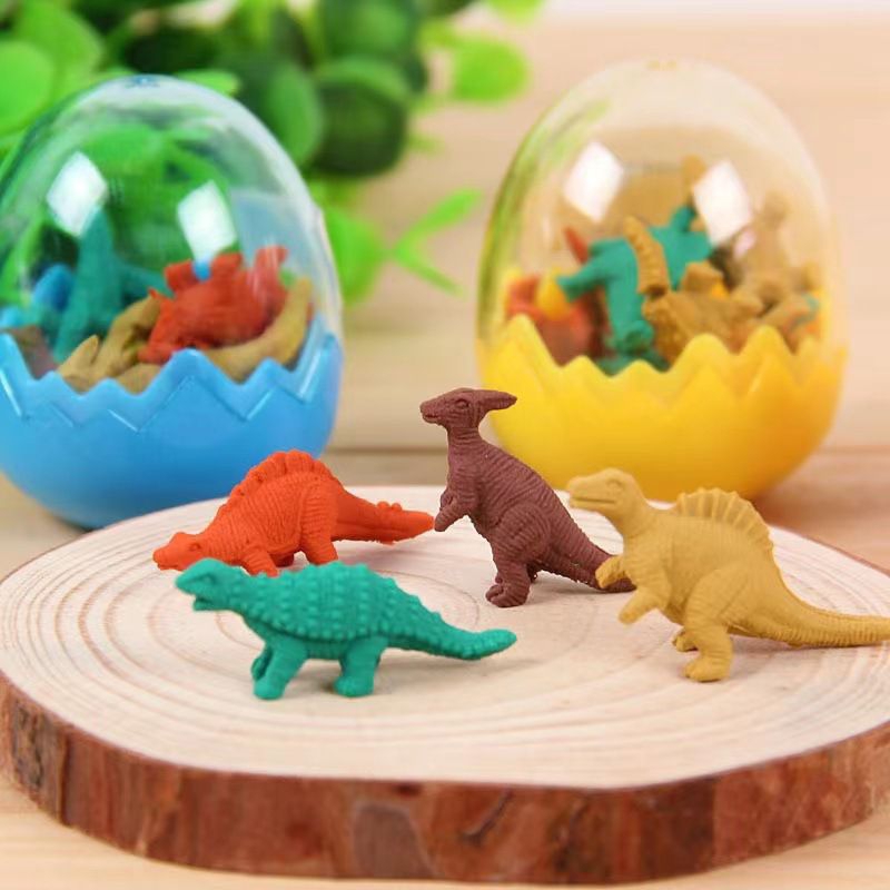 

Penghapus mini bentuk dinosaurus dalam kemasan telur/Mainan telur dino souvenir penghapus motif dino