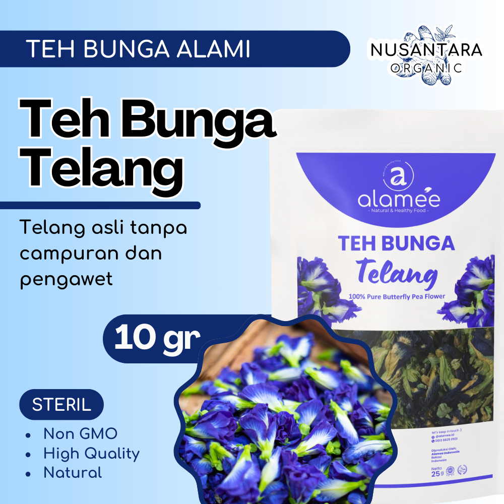 

Butterfly Pea Tea Alamee Teh Bunga Telang Kering Organik Herbal Murni Tanpa Campuran 10gr