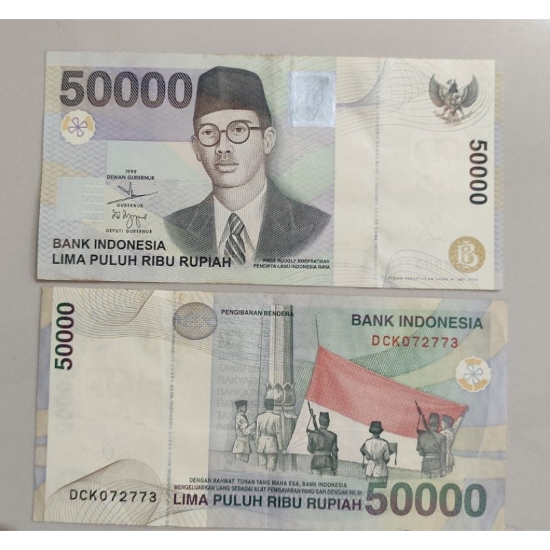 uang kuno 50000 rupiah WR Supratman tahun 1999