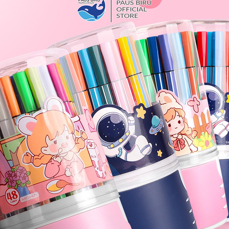 

KI3 Paus Biru Spidol Warna Warni 1 Set Hexagonal Watercolor Marker Pen 1224 Warna