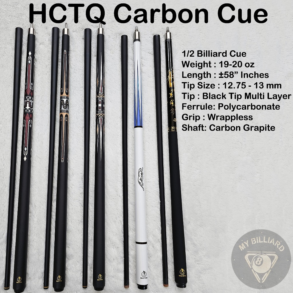 HCTQ Carbon Cue Stick Billiard 13mm - Stik Billiar HCTQ Cue Karbon Graphite