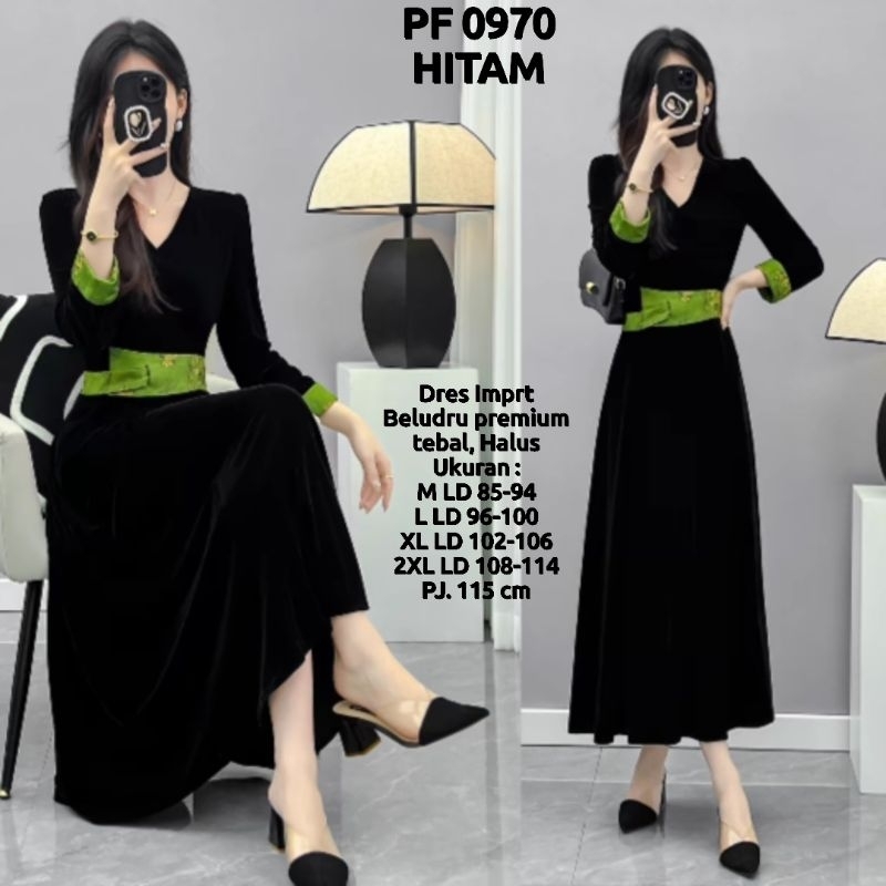 pf690 Dress wanita/dress natal/Dress hijau