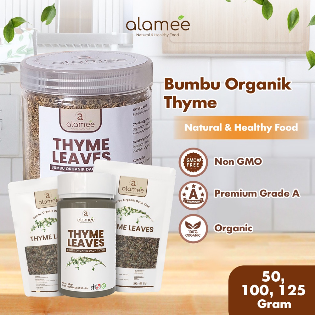 

ALAMEE Thyme Kering Daun Timi Bumbu Dapur Organik Garnish Dried Leaves Murni Asli Tanpa Campuran